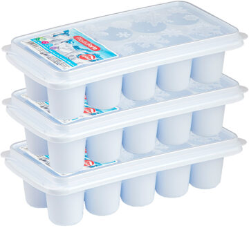 ijsklontjes bakjes - 6.5 cm - 4x stuks - trays met deksel - wit - kunststof