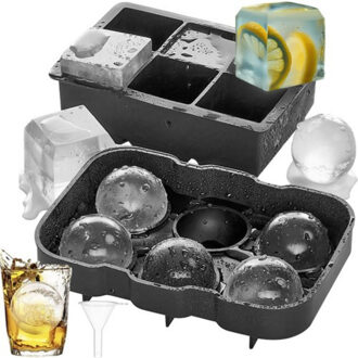 IJsklontjes mal - 2 in 1 - siliconen - ijsblokjes maken - whisky ijsballen Grijs