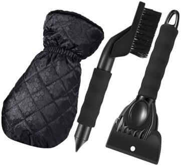 Ijskrabber Handschoenen Waterdicht Sneeuw Remover Voorruit Sneeuw Schraper Mitts Met Dikke Fleece Gevoerde, Sneeuw Borstel, 3 Pcs