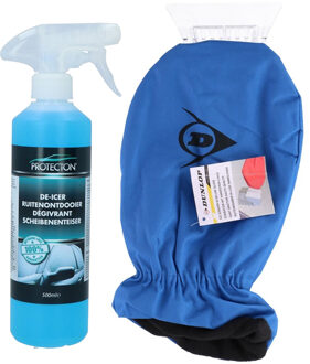 Ijskrabber met antivries spray voor auto - 500 ml - handschoen - ruitenontdooier - IJskrabbers Blauw