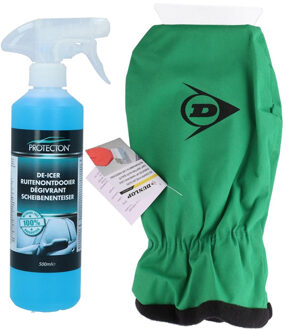 Ijskrabber met antivries spray voor auto - 500 ml - handschoen - ruitenontdooier