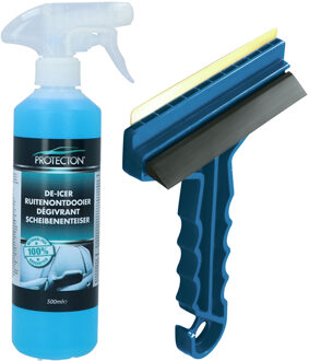 Ijskrabber met antivries spray voor auto - 500 ml - incl. trekker - ruitenontdooier - IJskrabbers Blauw