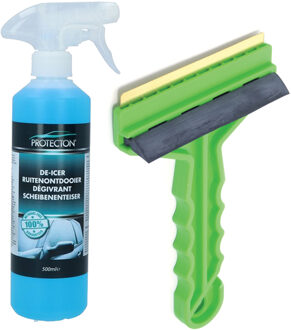 Ijskrabber met antivries spray voor auto - 500 ml - incl. trekker - ruitenontdooier - IJskrabbers Groen