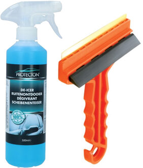 Ijskrabber met antivries spray voor auto - 500 ml - incl. trekker - ruitenontdooier - IJskrabbers Rood