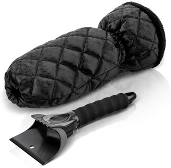 Ijskrabber Mitt Handschoen Voorruit Sneeuw Schraper Waterdichte Sneeuw Removal Met Gevoerd Van Dikke Fleece Zwart