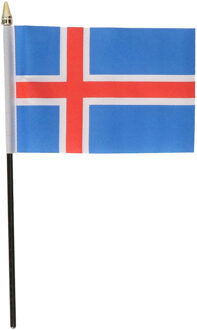 IJsland - mini vlaggetje van 10 x 15 cm op stokje - Landen vlag - H27 cm