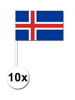 IJsland zwaai vlaggetjes 10 stuks 12 x 24 cm