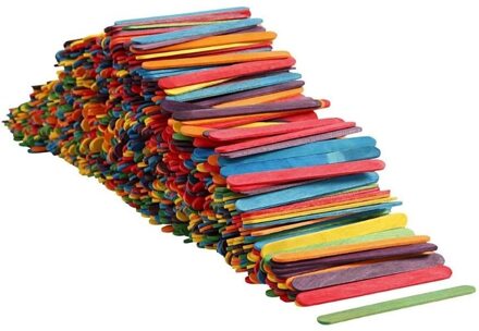 IJslolly stokjes - 1000x - gekleurd - 114 x 10 mm - hout - knutselhoutjes - ijsstokjes