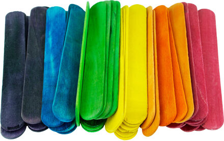 IJslolly stokjes - 100x - gekleurd - 150 x 18 mm - hout - knutselhoutjes - ijsstokjes