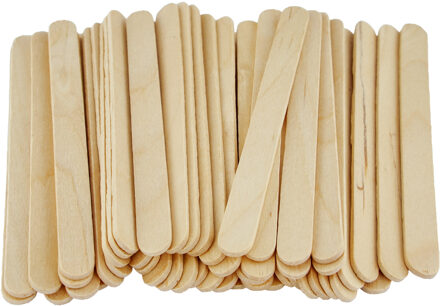 IJslolly stokjes - 100x st - naturel - 114 x 10 mm - hout - knutselhoutjes - ijsstokjes