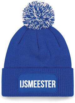 IJsmeester muts met pompon - unisex - one size - blauw One size