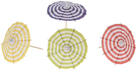 IJsparasols cocktailprikkers - 36x stuks - multi kleuren - 10 cm - decoratie prikkers - Tropisch