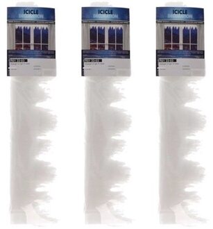 IJspegel slinger - 4x stuks - wit - 5 meter - H13 cm - polyester - sneeuw versiering