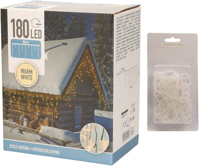 IJspegel verlichting warm wit buiten 180 lampjes met dakgoot haakjes