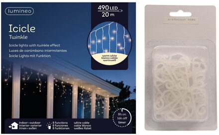 IJspegel verlichting warm wit buiten 490 lampjes met dakgoot haakjes