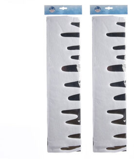 Ijspegelrand - 2x stuks - wit - 180 x 15 cm - polyester - sneeuwrand - sneeuwversiering
