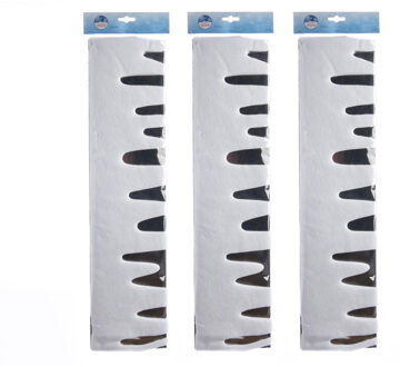 Ijspegelrand - 3x stuks - wit - 180 x 15 cm - polyester - sneeuwrand - sneeuwversiering