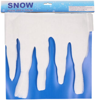 Ijspegelrand - wit - L200 x H32 cm - polyester - brandvertragend