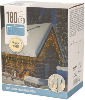 Ijspegelverlichting - 180 led lampjes - warm wit - 6 meter - kerstverlichting