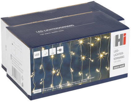 Ijspegelverlichting - 2x - 120 led lampjes - warm wit - 100 x 200 cm - raam verlichting