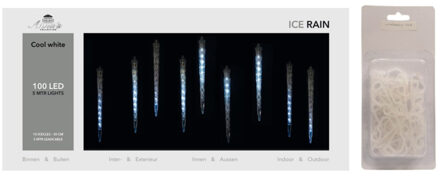 IJspegelverlichting transparant lichtsnoer met 100 witte lampjes inclusief dakgoot haakjes - Lichtsnoeren