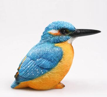 IJsvogel vogel beeldje - 20 x 15 cm - tuinvogel beeldjes - Beeldjes Multikleur