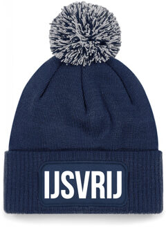 IJsvrij muts met pompon unisex one size - Navy One size
