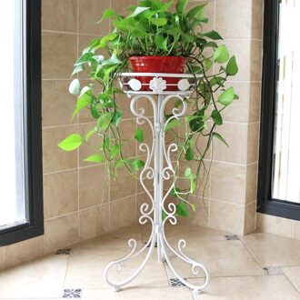 Ijzer Bloem Stand Bloempot Rack Floor Type Europese Stijl Woonkamer Balkon Opknoping Orchidee Plant Rack Height 60cm / wit