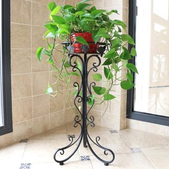 Ijzer Bloem Stand Bloempot Rack Floor Type Europese Stijl Woonkamer Balkon Opknoping Orchidee Plant Rack Height 75 cm / zwart
