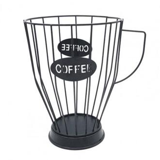 Ijzer Fruitmand/Koffie Capsule Opslag Mand Creatieve Koffiekopje Vorm Fruit Koffie Pod Opbergdoos Voor Thuis Cafe decoratie zwart L