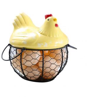Ijzer Keramische Kip Ornament Ei Fruit Opslag Mand Container Keuken Benodigdheden Keuken Opbergrek Keuken Tools Gadgets geel