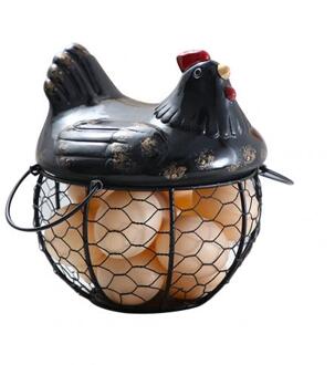 Ijzer Keramische Kip Ornament Ei Fruit Opslag Mand Container Keuken Benodigdheden Keuken Opbergrek Keuken Tools Gadgets zwart
