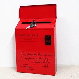 Ijzer Slot Brief Doos Vintage Wall Mount Mailbox Mail Postal Brief Krant Doos MOWA889 rood