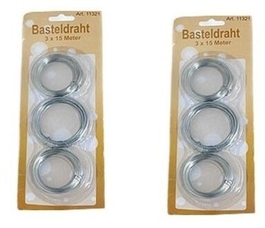 IJzerdraad - 2x stuks - metaaldraad van 15 meter p/st - 45 meter totaal
