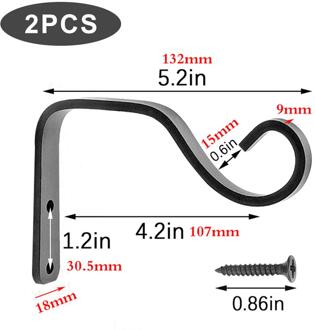 Ijzeren Haak Hang Lantaarn Plant Bloem Pot Smeedijzeren Haken Tuin Decoratie Muur Opknoping Haak Hanger Rack Wanddecoratie 2stk 5.2duim