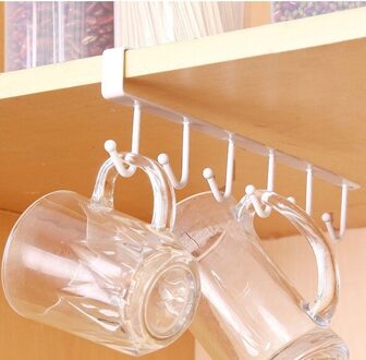 Ijzeren Kast Zes Haken Naadloze Haak Opbergrek Meer dan Rij Haak Garderobe Keuken Punch-Gratis Naadloze Opslag Houder wit