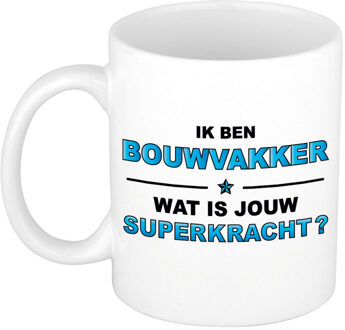 Ik ben bouwvakker wat is jouw superkracht cadeau mok / beker wit en blauw - cadeau / verjaardag / beroepen - feest mokke Multikleur