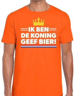 Ik ben de koning geef bier t-shirt oranje heren 2XL - Feestshirts