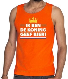 Ik ben de Koning geef bier tanktop / mouwloos shirt oranje heren XL - Feestshirts