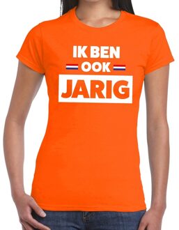 Ik ben ook jarig t-shirt oranje dames XS - Feestshirts