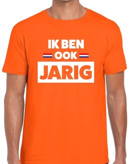 Ik ben ook jarig t-shirt oranje heren L - Feestshirts