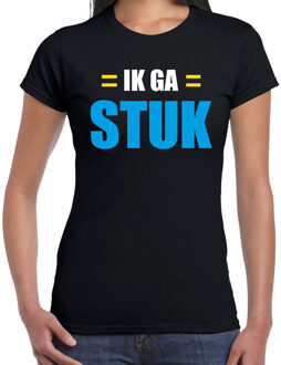 Ik ga stuk fun tekst t-shirt zwart voor dames M