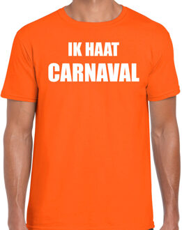 Ik haat carnaval verkleed t-shirt / outfit oranje voor heren - carnaval / feest shirt kleding / kostuum L