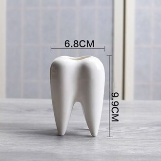 IK Pc Tand Vorm Witte Keramische Bloempot Moderne Planter Tanden Model Mini Desktop Pot (zonder planten)