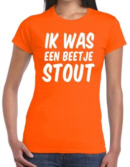 Ik was een beetje stout t-shirt oranje dames L - Feestshirts