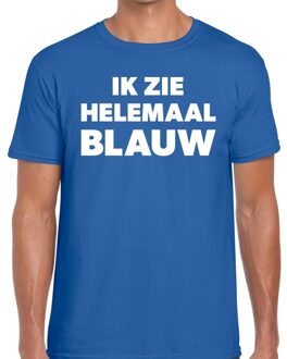 Ik zie helemaal blauw tekst t-shirt blauw heren XL