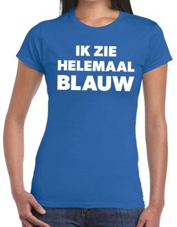 Ik zie helemaal blauw tekst t-shirt dames M