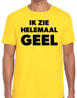 Ik zie helemaal geel tekst t-shirt geel heren L