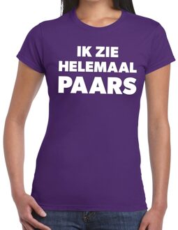 Ik zie helemaal paars tekst t-shirt dames S
