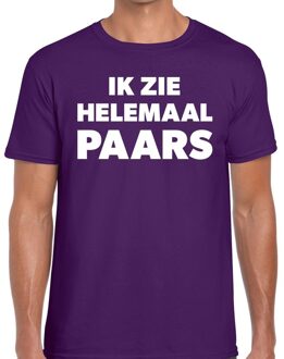 Ik zie helemaal paars tekst t-shirt paars heren - heren fun shirt S